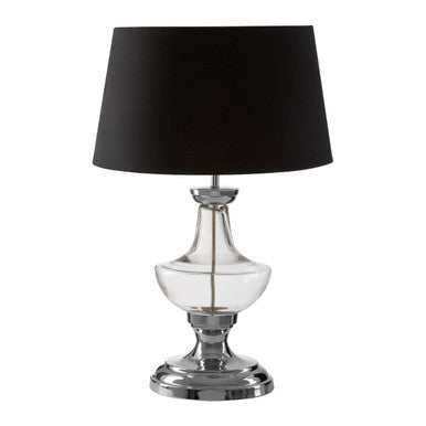 Orsina Skye Glass Table Lamp – Modern Clear Base with Black Shade