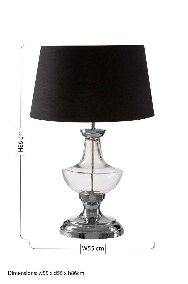 Orsina Skye Glass Table Lamp – Modern Clear Base with Black Shade