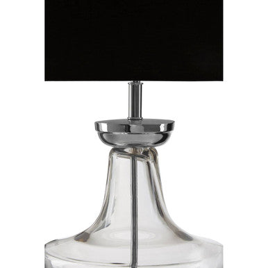 Orsina Skye Glass Table Lamp – Modern Clear Base with Black Shade