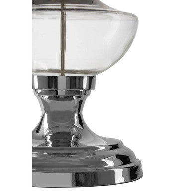 Orsina Skye Glass Table Lamp – Modern Clear Base with Black Shade