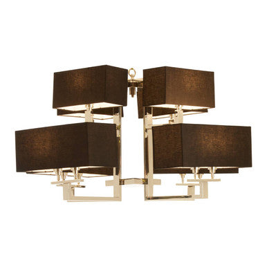 Orsina Skye 12-Bulb Pendant Light – Black Fabric & Silver Chandelier