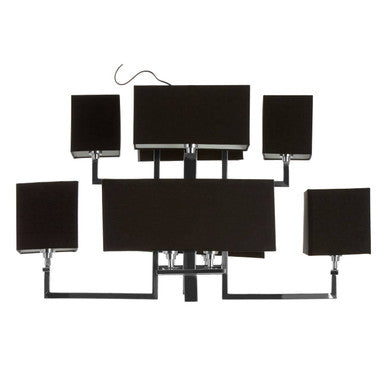 Orsina Skye 12-Bulb Pendant Light – Black Fabric & Silver Chandelier