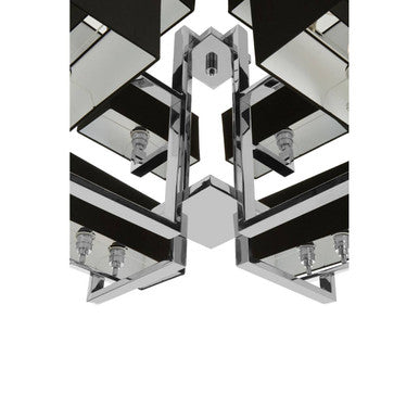 Orsina Skye 12-Bulb Pendant Light – Black Fabric & Silver Chandelier