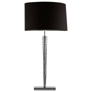 Orsina Skye Industrial Nickel Table Lamp with Black Fabric Shade