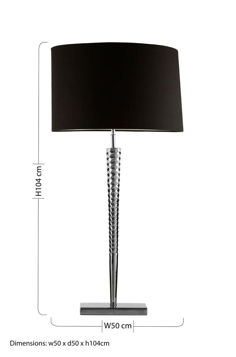 Orsina Skye Industrial Nickel Table Lamp with Black Fabric Shade