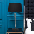 Orsina Skye Industrial Nickel Table Lamp with Black Fabric Shade