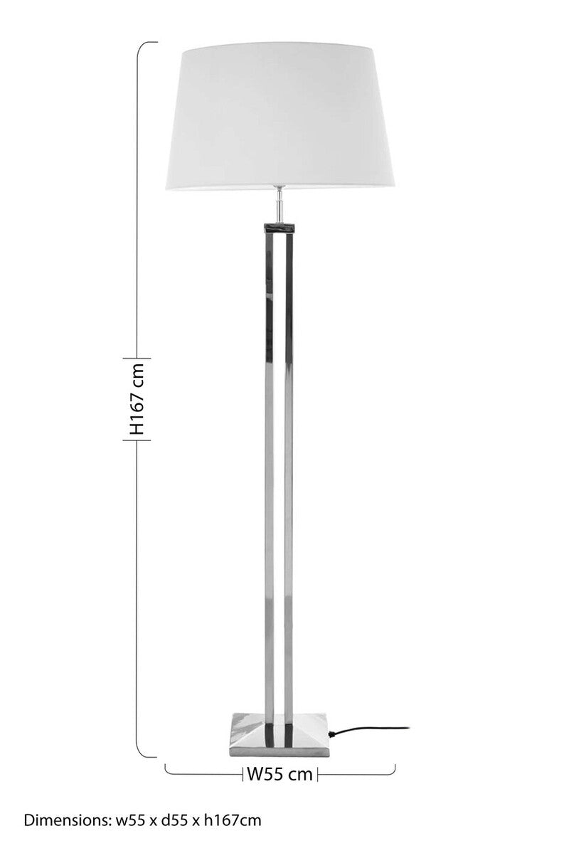 Orsina Skye Floor Lamp – Modern Nickel Dual Rod Base with White Shade