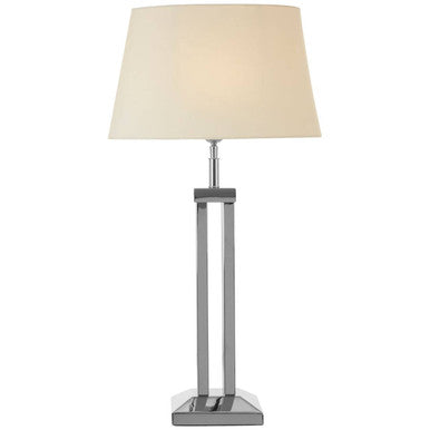 Orsina Skye Table Lamp – Modern Dual Rod Nickel Base with White Shade