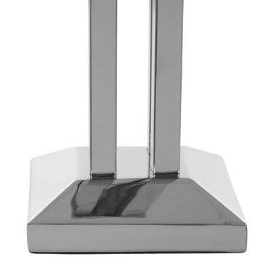 Orsina Skye Table Lamp – Modern Dual Rod Nickel Base with White Shade