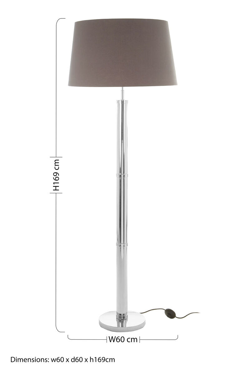 Orsina Skye Tall Floor Lamp | Nickel Tubular Base with Grey Shade