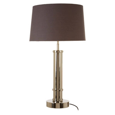 Orsina Skye Table Lamp – Nickel Tubular Base with Grey Shade