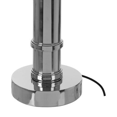Orsina Skye Table Lamp – Nickel Tubular Base with Grey Shade