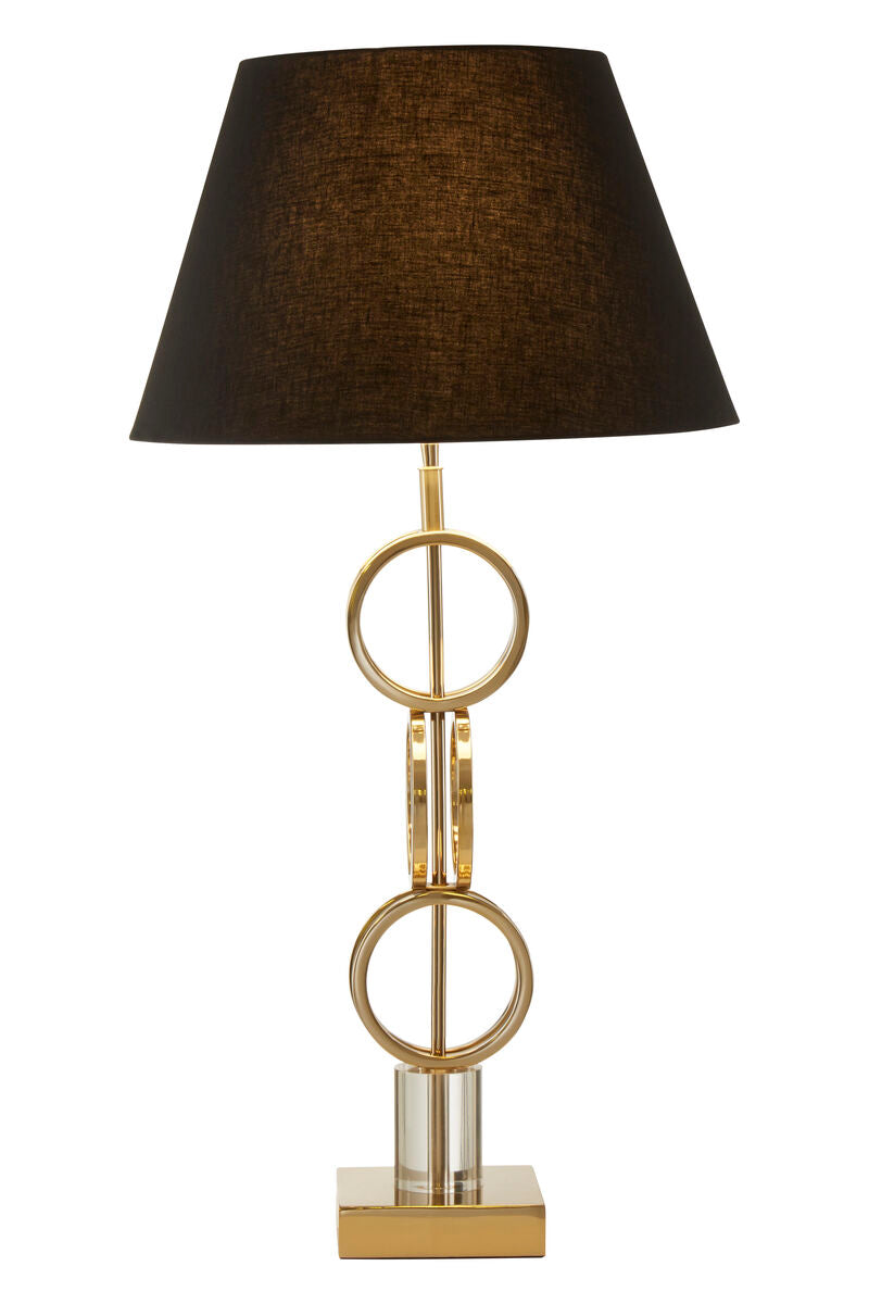 Orsina Skye Gold Table Lamp – Dual Ring Base with Black Drum Shade