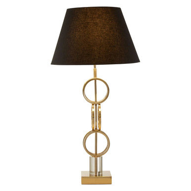 Orsina Skye Gold Table Lamp – Dual Ring Base with Black Drum Shade