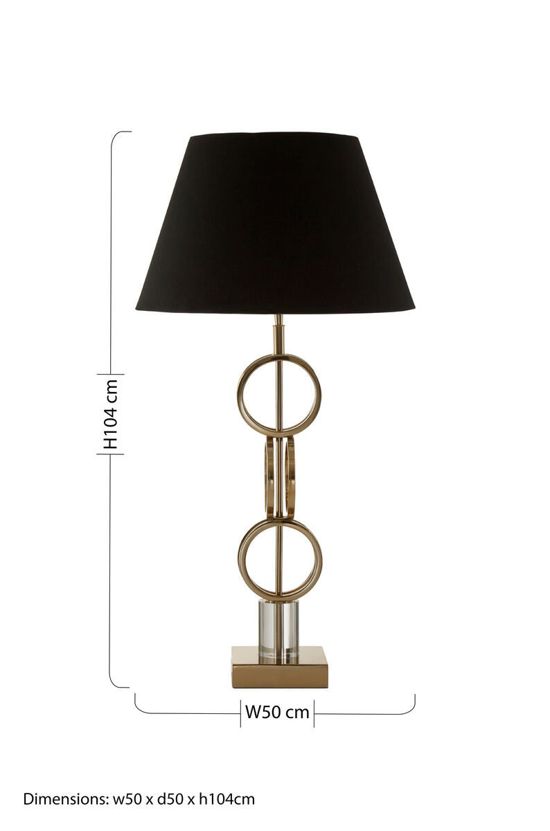 Orsina Skye Gold Table Lamp – Dual Ring Base with Black Drum Shade