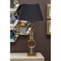 Orsina Skye Gold Table Lamp – Dual Ring Base with Black Drum Shade