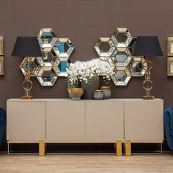 Orsina Skye Gold Table Lamp – Dual Ring Base with Black Drum Shade