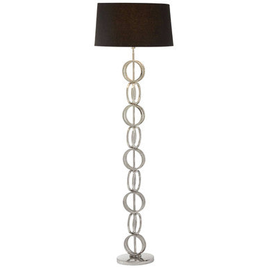 Orsina Skye Floor Lamp – Modern Nickel Multi-Ring Base with Black Shade