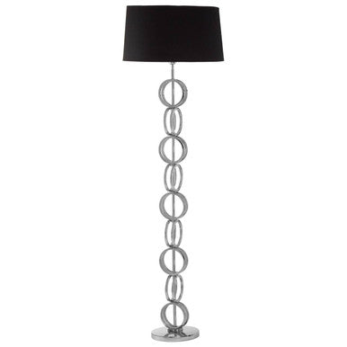 Orsina Skye Floor Lamp – Modern Nickel Multi-Ring Base with Black Shade
