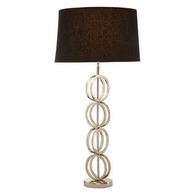 Orsina Skye Table Lamp – Polished Nickel Multi Ring Base with Black Shade