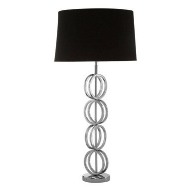 Orsina Skye Table Lamp – Polished Nickel Multi Ring Base with Black Shade