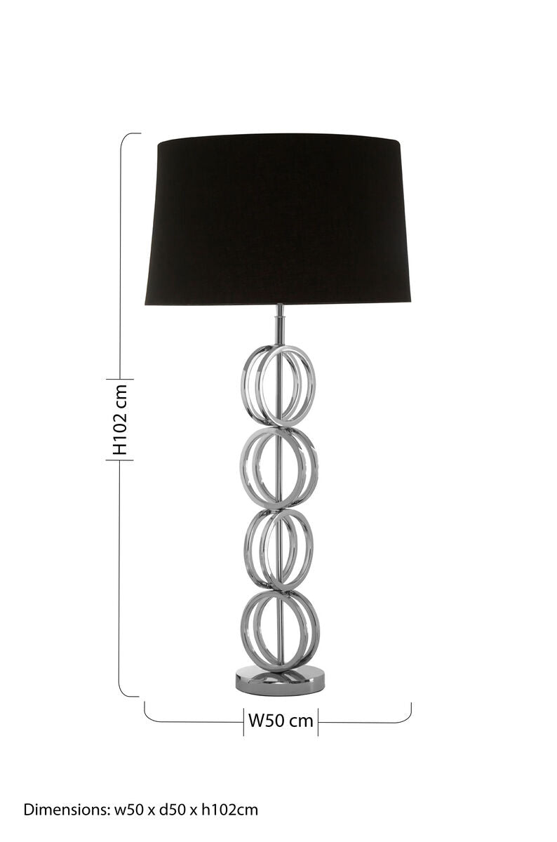 Orsina Skye Table Lamp – Polished Nickel Multi Ring Base with Black Shade