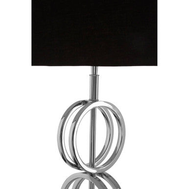 Orsina Skye Table Lamp – Polished Nickel Multi Ring Base with Black Shade