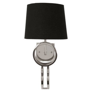 Orsina Skye Wall Lamp – Modern Nickel Sconce with Black Tapered Shade