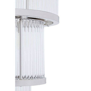 Orsina Salasco 3-Tier Nickel Chandelier | 38cm Fluted Glass Pendant