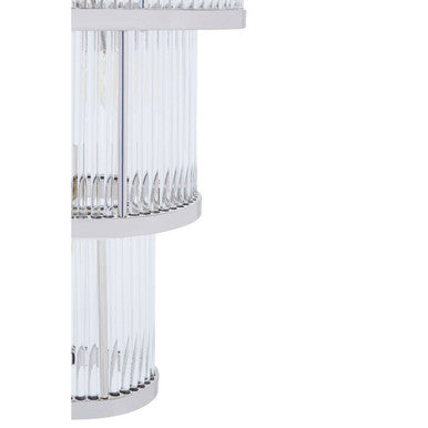 Orsina Salasco 3-Tier Nickel Chandelier | 38cm Fluted Glass Pendant