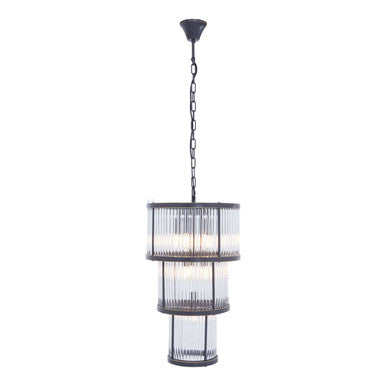 Orsina Salasco 3-Tier Black Glass Chandelier – Modern Acrylic Pendant