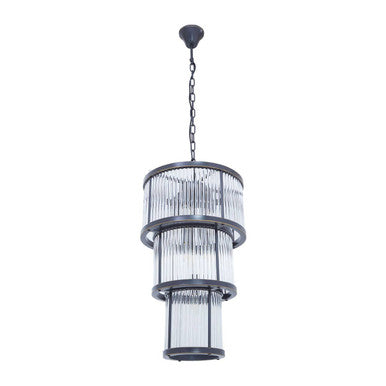 Orsina Salasco 3-Tier Black Glass Chandelier – Modern Acrylic Pendant
