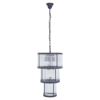 Orsina Salasco 3-Tier Black Glass Chandelier – Modern Acrylic Pendant