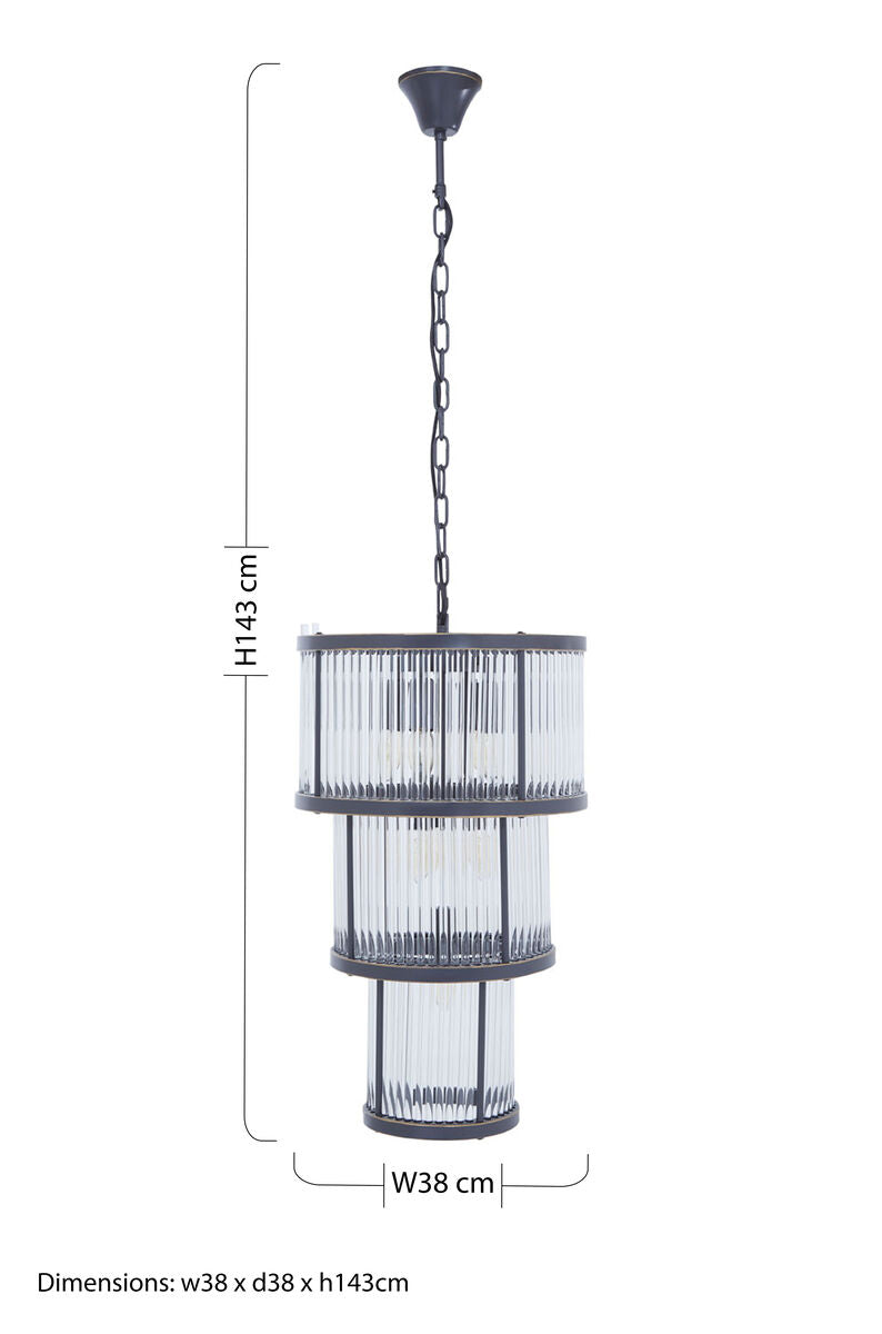 Orsina Salasco 3-Tier Black Glass Chandelier – Modern Acrylic Pendant