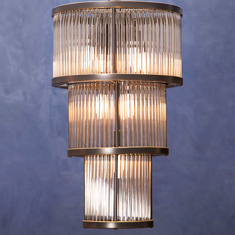 Orsina Salasco 3-Tier Black Glass Chandelier – Modern Acrylic Pendant