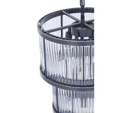 Orsina Salasco 3-Tier Black Glass Chandelier – Modern Acrylic Pendant