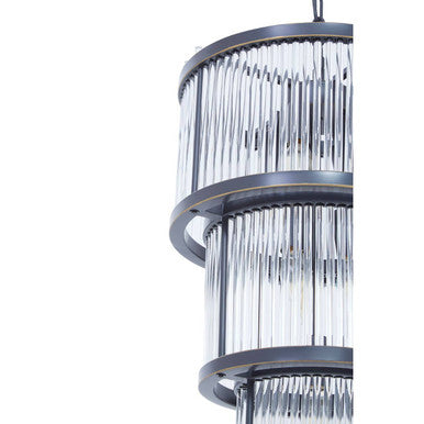 Orsina Salasco 3-Tier Black Glass Chandelier – Modern Acrylic Pendant