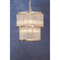 Orsina Salasco 2-Tier Nickel Chandelier | Fluted Glass Drum Pendant