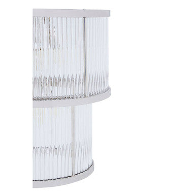 Orsina Salasco 2-Tier Nickel Chandelier | Fluted Glass Drum Pendant