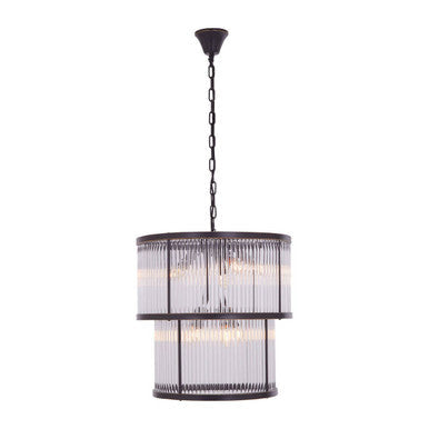Orsina Salasco 2-Tier Black Glass Chandelier – Antique Iron Lighting