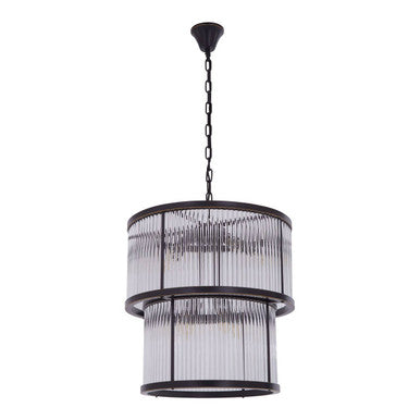 Orsina Salasco 2-Tier Black Glass Chandelier – Antique Iron Lighting