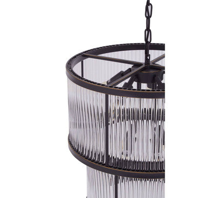 Orsina Salasco 2-Tier Black Glass Chandelier – Antique Iron Lighting
