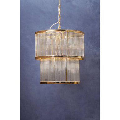 Orsina Salasco 2-Tier Gold Chandelier | Modern Glass Rod Pendant