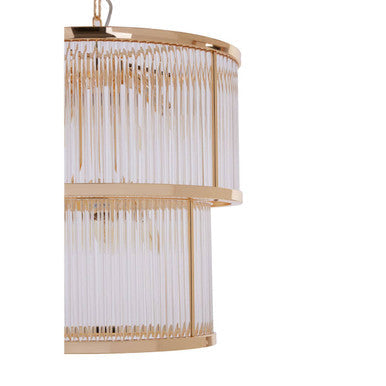 Orsina Salasco 2-Tier Gold Chandelier | Modern Glass Rod Pendant
