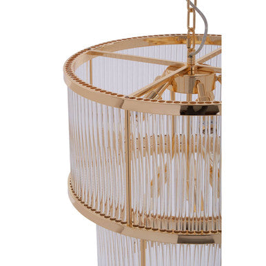 Orsina Salasco 2-Tier Gold Chandelier | Modern Glass Rod Pendant