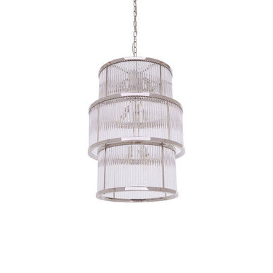 Orsina Salasco 3-Tier Nickel and Glass Drum Chandelier | Modern Silver