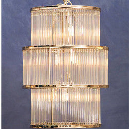 Orsina Salasco 3-Tier Nickel and Glass Drum Chandelier | Modern Silver