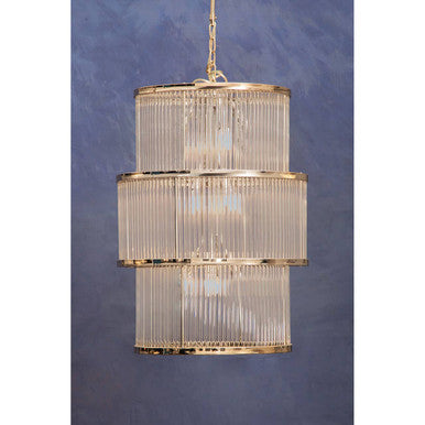 Orsina Salasco 3-Tier Nickel and Glass Drum Chandelier | Modern Silver