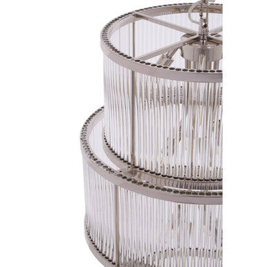 Orsina Salasco 3-Tier Nickel and Glass Drum Chandelier | Modern Silver