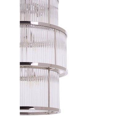 Orsina Salasco 3-Tier Nickel and Glass Drum Chandelier | Modern Silver